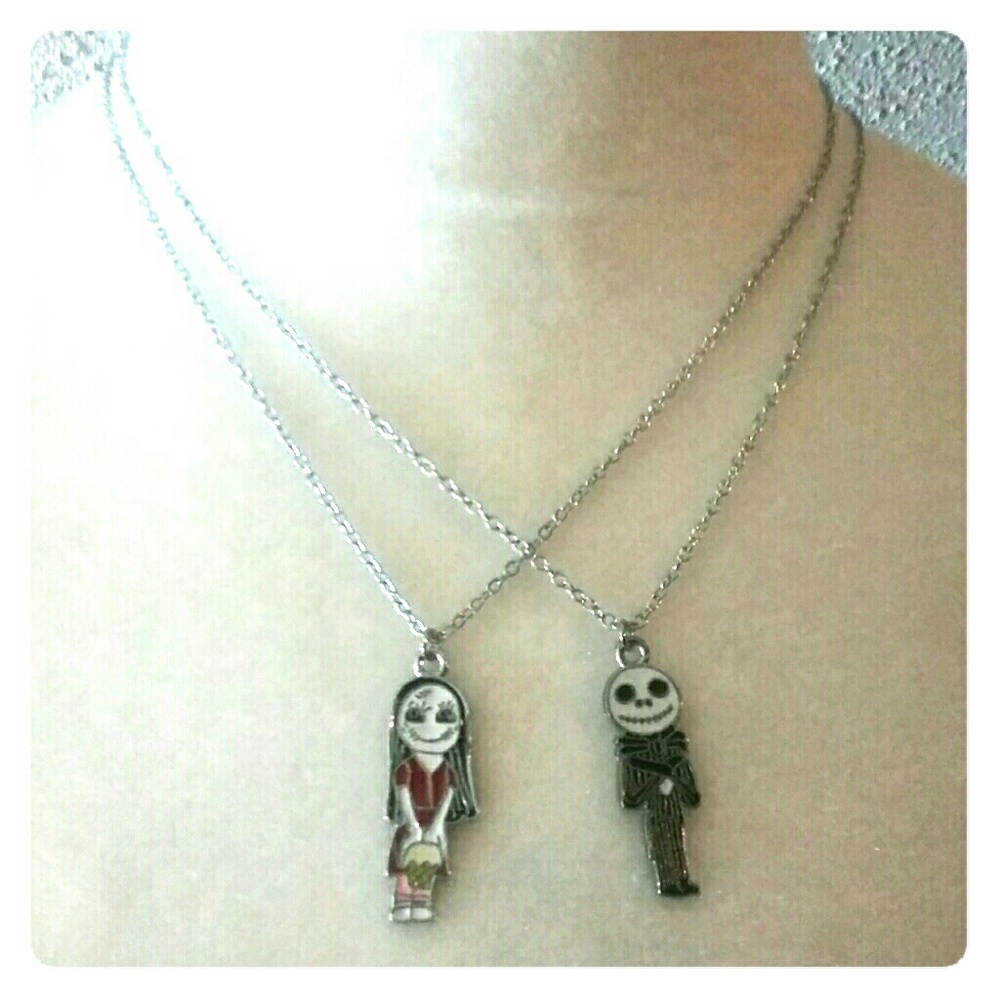 3/$20 - 2pc Couple Skellington Sally Necklaces Best Friend Valentine Nightmare